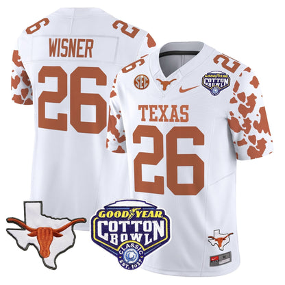 Texas Longhorns Cow Spots Cotton Bowl Patch Vapor Limited Jersey - All Stitched