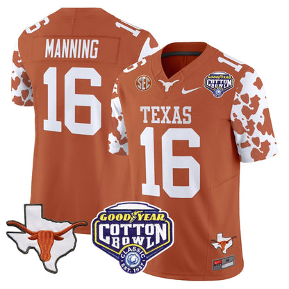 Texas Longhorns Cow Spots Cotton Bowl Patch Vapor Limited Jersey - All Stitched
