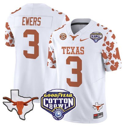 Texas Longhorns Cow Spots Cotton Bowl Patch Vapor Limited Jersey - All Stitched