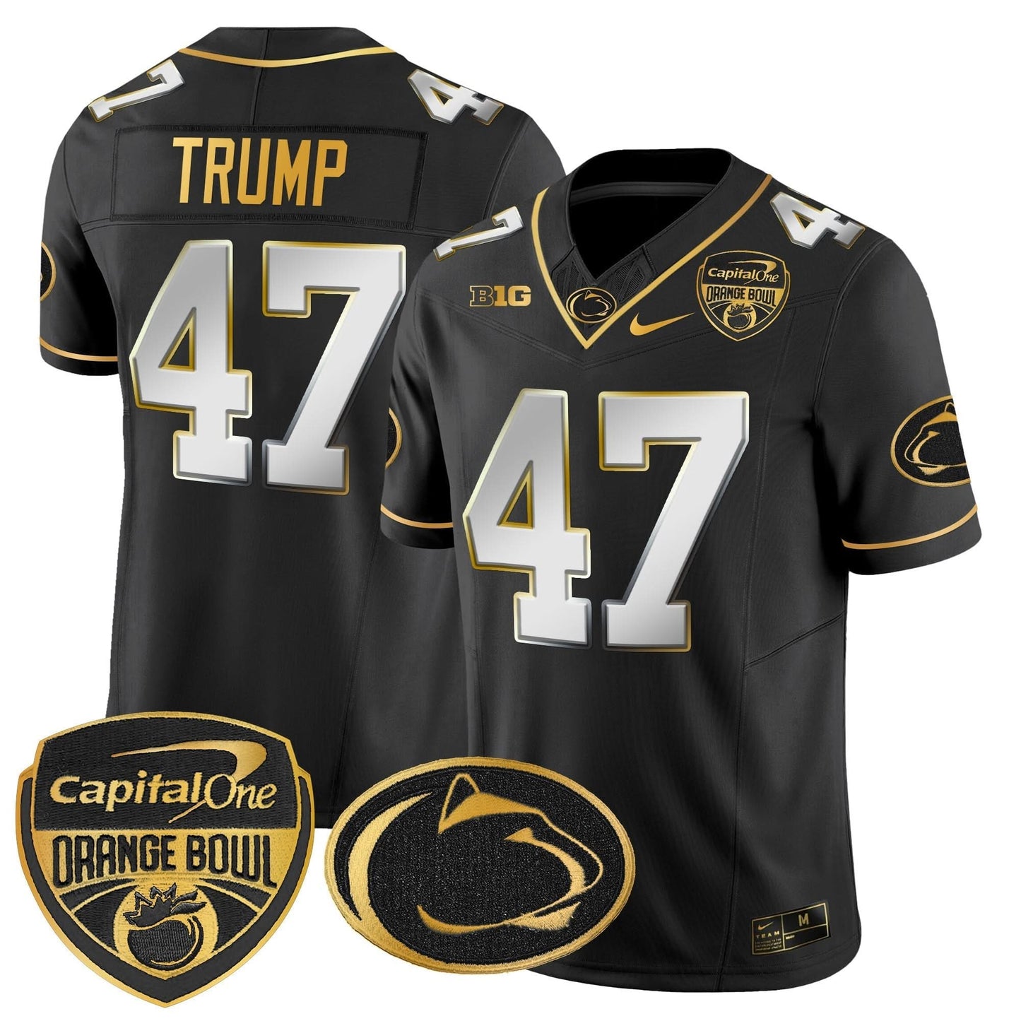 Penn State Nittany Lions Orange Bowl Patch Gold Vapor Limited Jersey - All Stitched