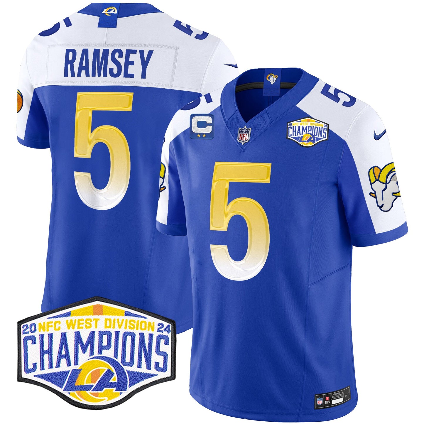 Los Angeles Rams 2024 NFC West Division Champions Vapor Limited Jersey - All Stitched