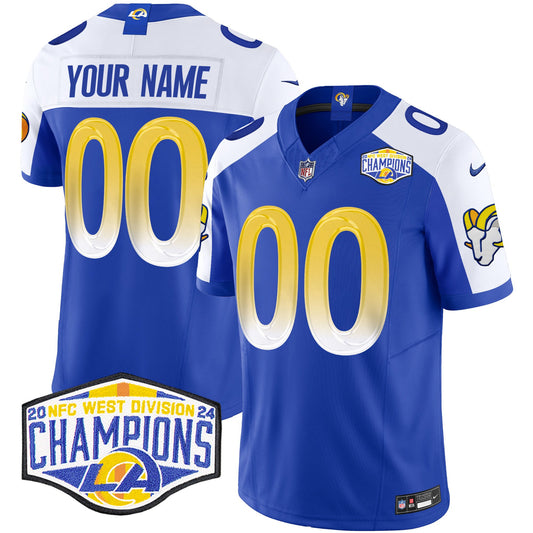 Los Angeles Rams 2024 NFC West Division Champions Vapor Limited Custom Jersey - All Stitched