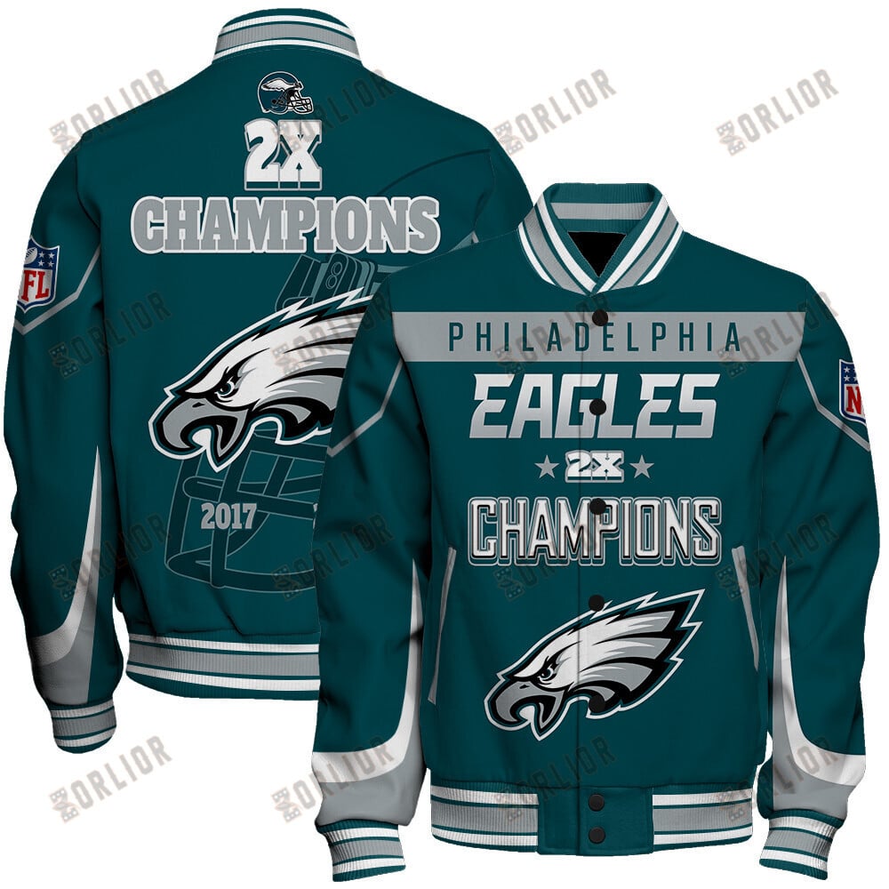 Philadelphia Eagles 2X Super Bowl Champions Style 2024 Varsity Jacket