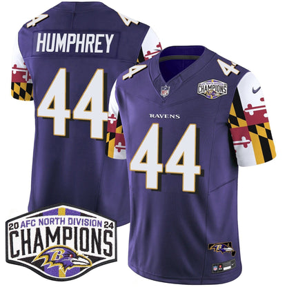 Ravens Maryland Flag 2024 AFC North Division Champions Patch Vapor Limited Jersey - All Stitched