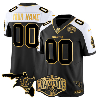 Buccaneers 2024 NFC South Division Champions Patch Gold Vapor Limited Custom Jersey - All Stitched