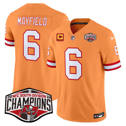 Tampa Bay Buccaneers Creamsicle 2024 NFC South Division Champions Patch Vapor Limited Jersey - All Stitched