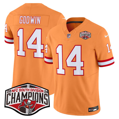 Tampa Bay Buccaneers Creamsicle 2024 NFC South Division Champions Patch Vapor Limited Jersey - All Stitched