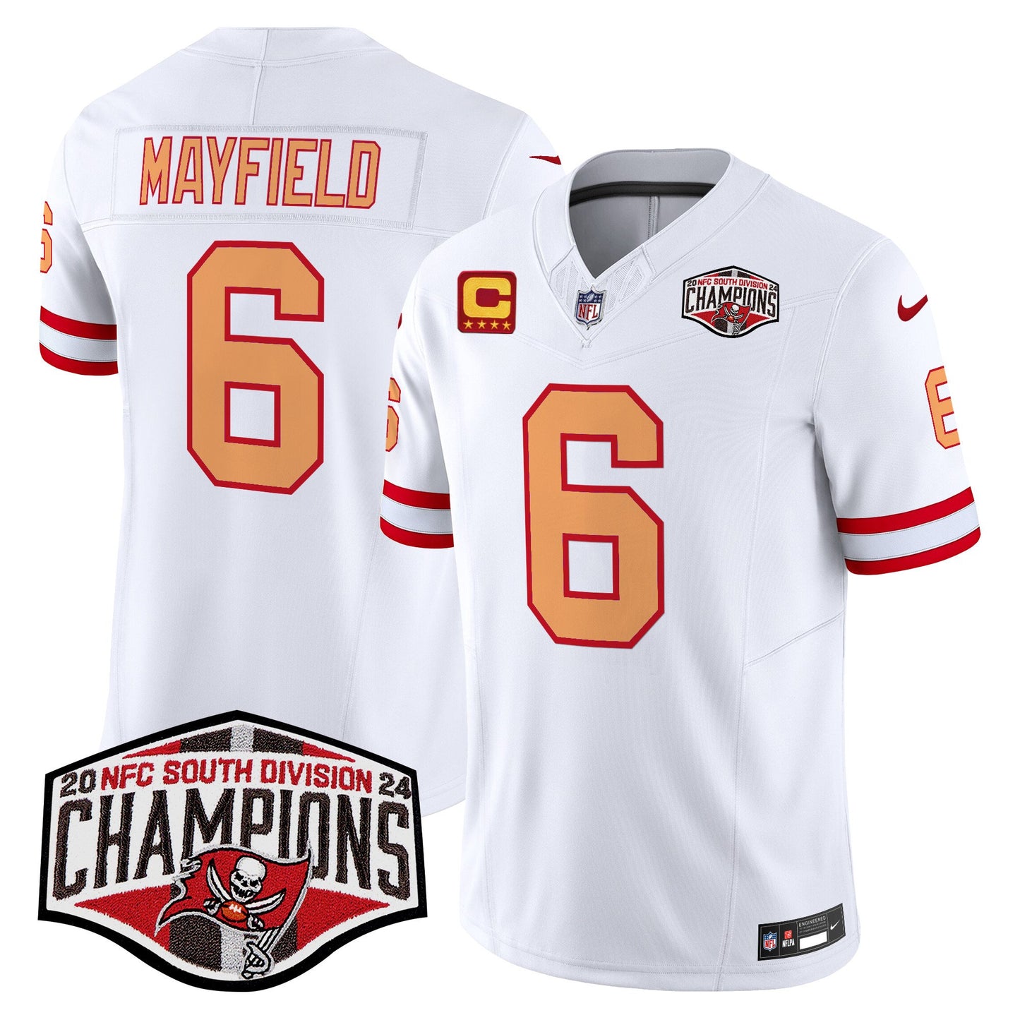 Tampa Bay Buccaneers Creamsicle 2024 NFC South Division Champions Patch Vapor Limited Jersey - All Stitched