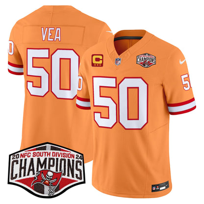 Tampa Bay Buccaneers Creamsicle 2024 NFC South Division Champions Patch Vapor Limited Jersey - All Stitched