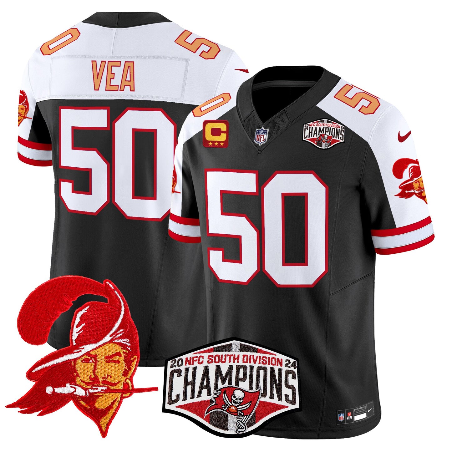 Tampa Bay Buccaneers Creamsicle 2024 NFC South Division Champions Patch Vapor Limited Jersey - All Stitched