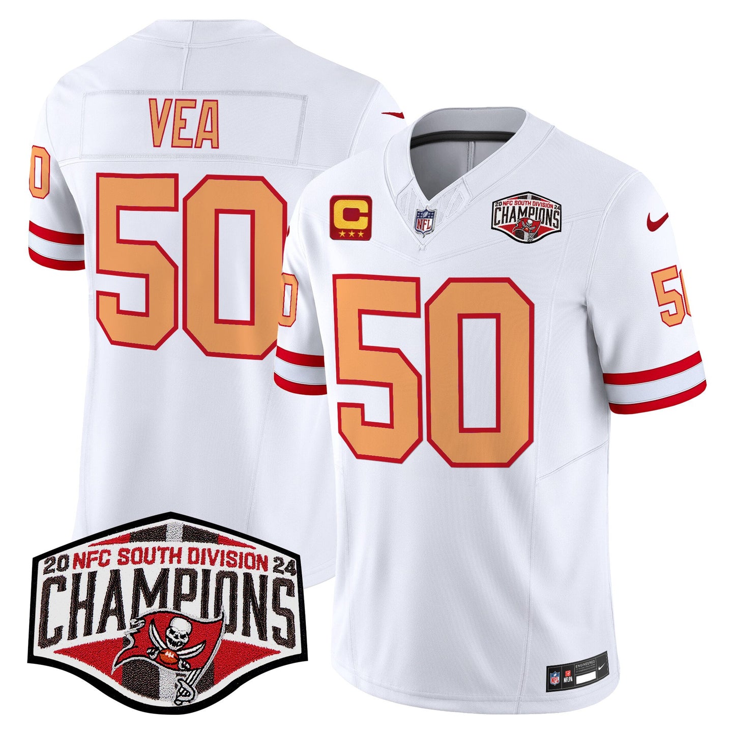 Tampa Bay Buccaneers Creamsicle 2024 NFC South Division Champions Patch Vapor Limited Jersey - All Stitched