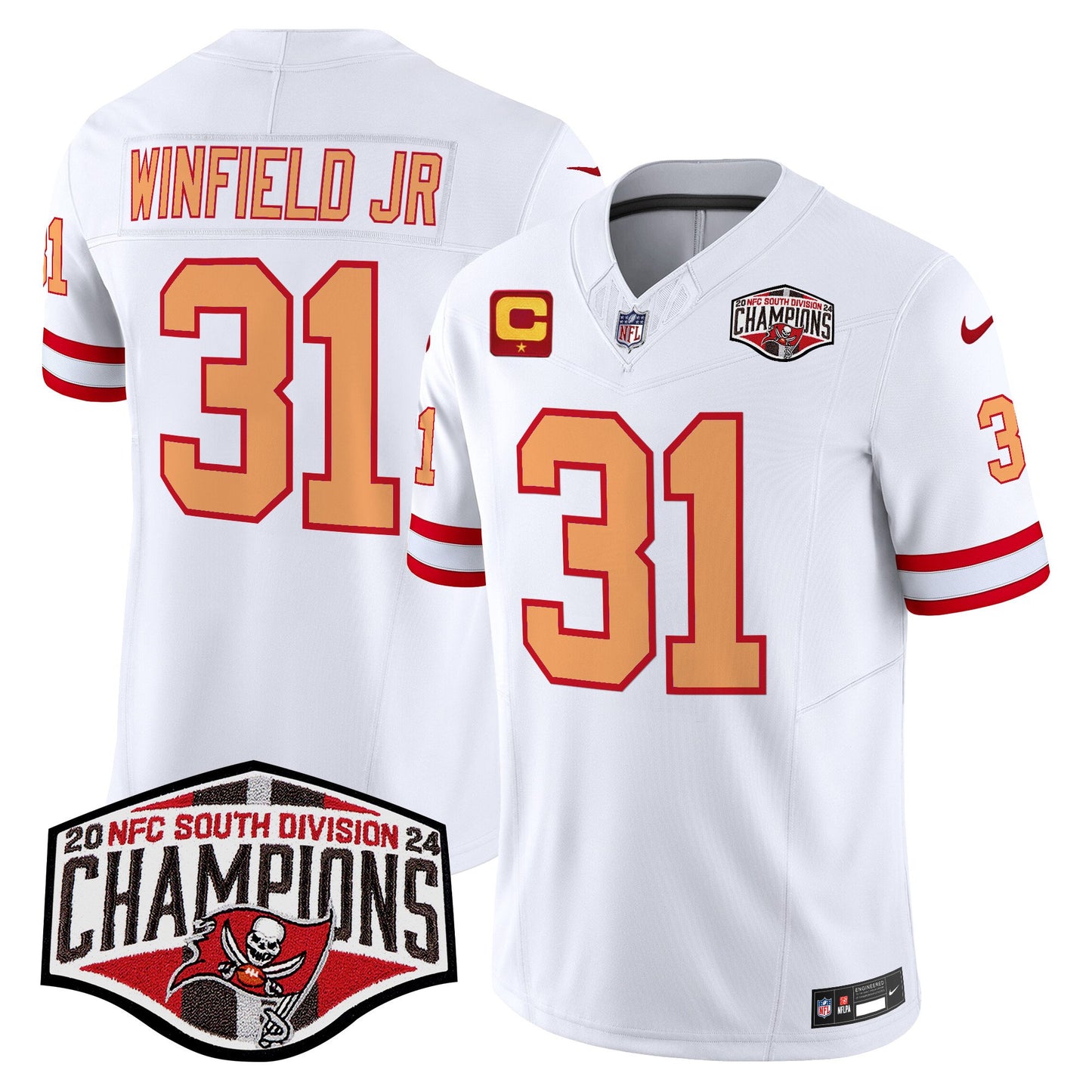 Tampa Bay Buccaneers Creamsicle 2024 NFC South Division Champions Patch Vapor Limited Jersey - All Stitched