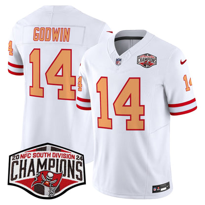 Tampa Bay Buccaneers Creamsicle 2024 NFC South Division Champions Patch Vapor Limited Jersey - All Stitched