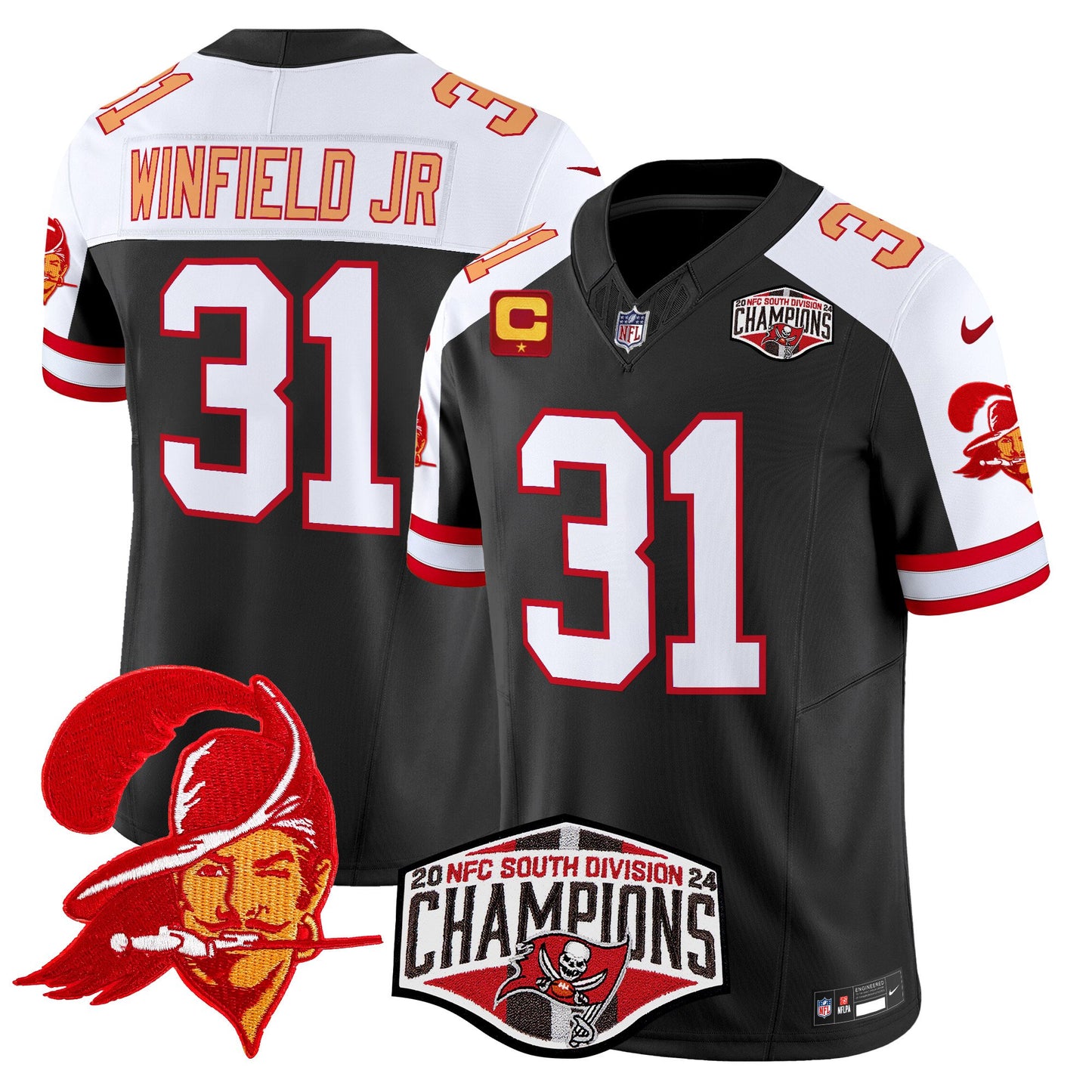 Tampa Bay Buccaneers Creamsicle 2024 NFC South Division Champions Patch Vapor Limited Jersey - All Stitched