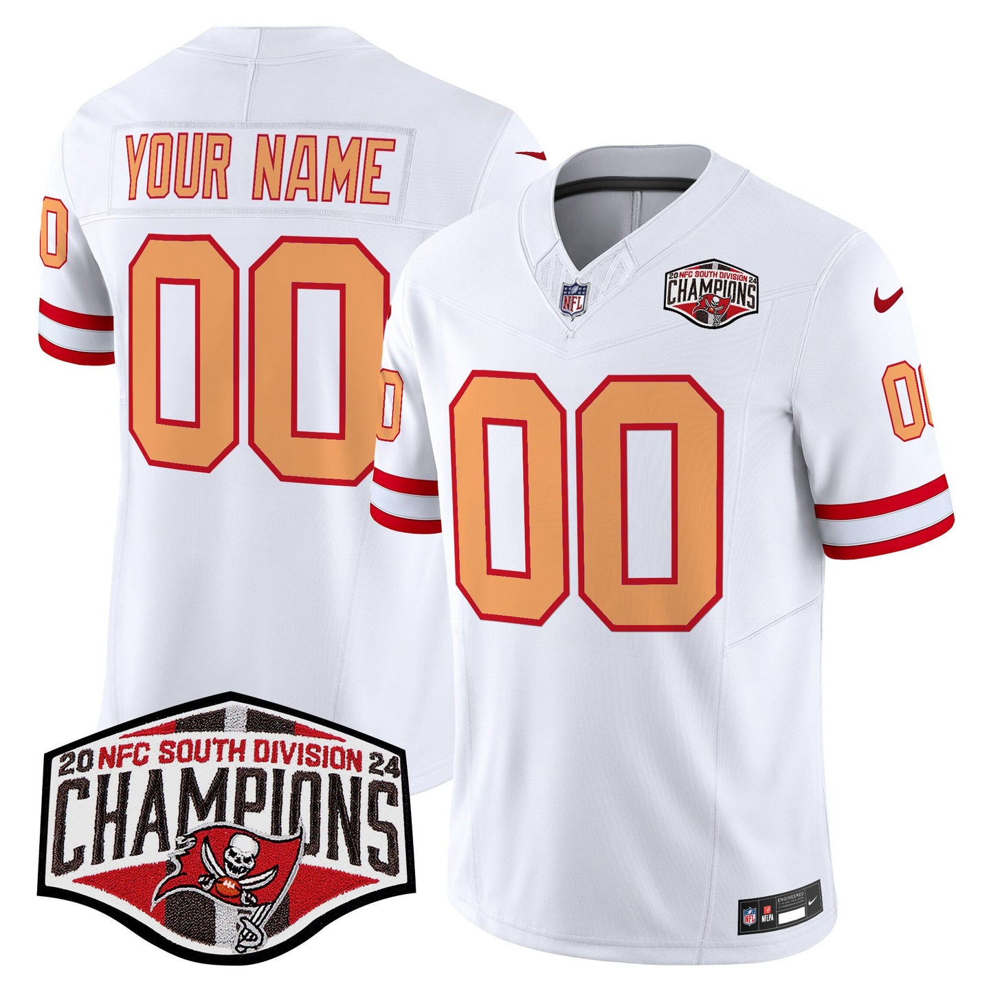 Tampa Bay Buccaneers Creamsicle 2024 NFC South Division Champions Patch Vapor Limited Custom Jersey - All Stitched