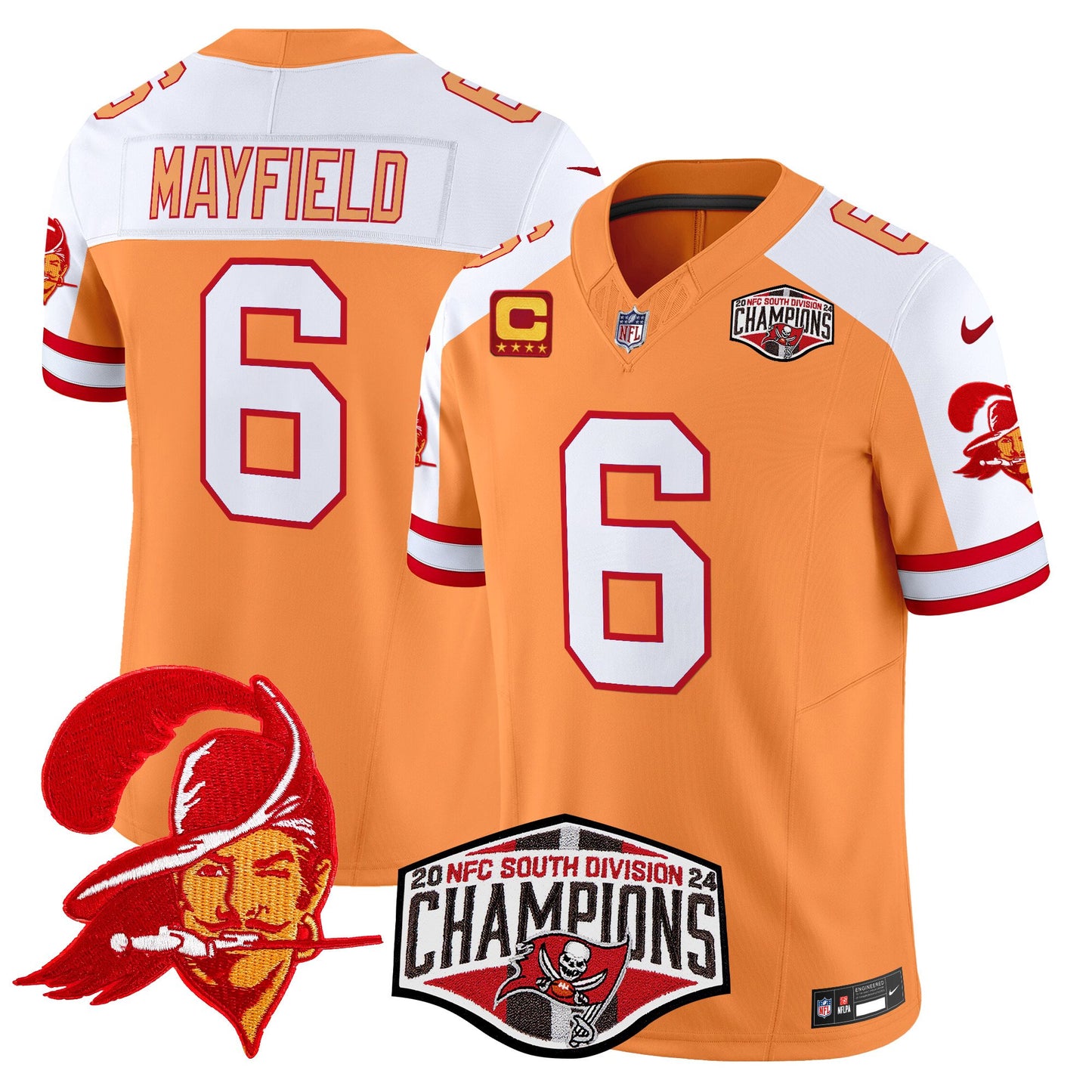 Tampa Bay Buccaneers Creamsicle 2024 NFC South Division Champions Patch Vapor Limited Jersey - All Stitched