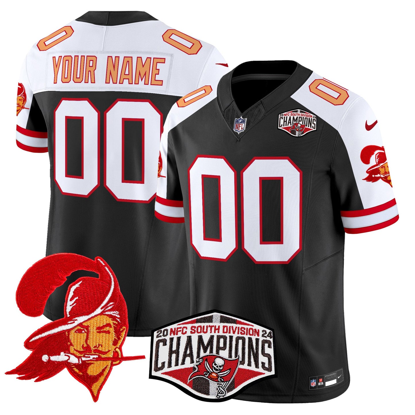 Tampa Bay Buccaneers Creamsicle 2024 NFC South Division Champions Patch Vapor Limited Custom Jersey - All Stitched