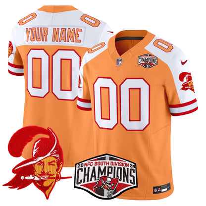 Tampa Bay Buccaneers Creamsicle 2024 NFC South Division Champions Patch Vapor Limited Custom Jersey - All Stitched