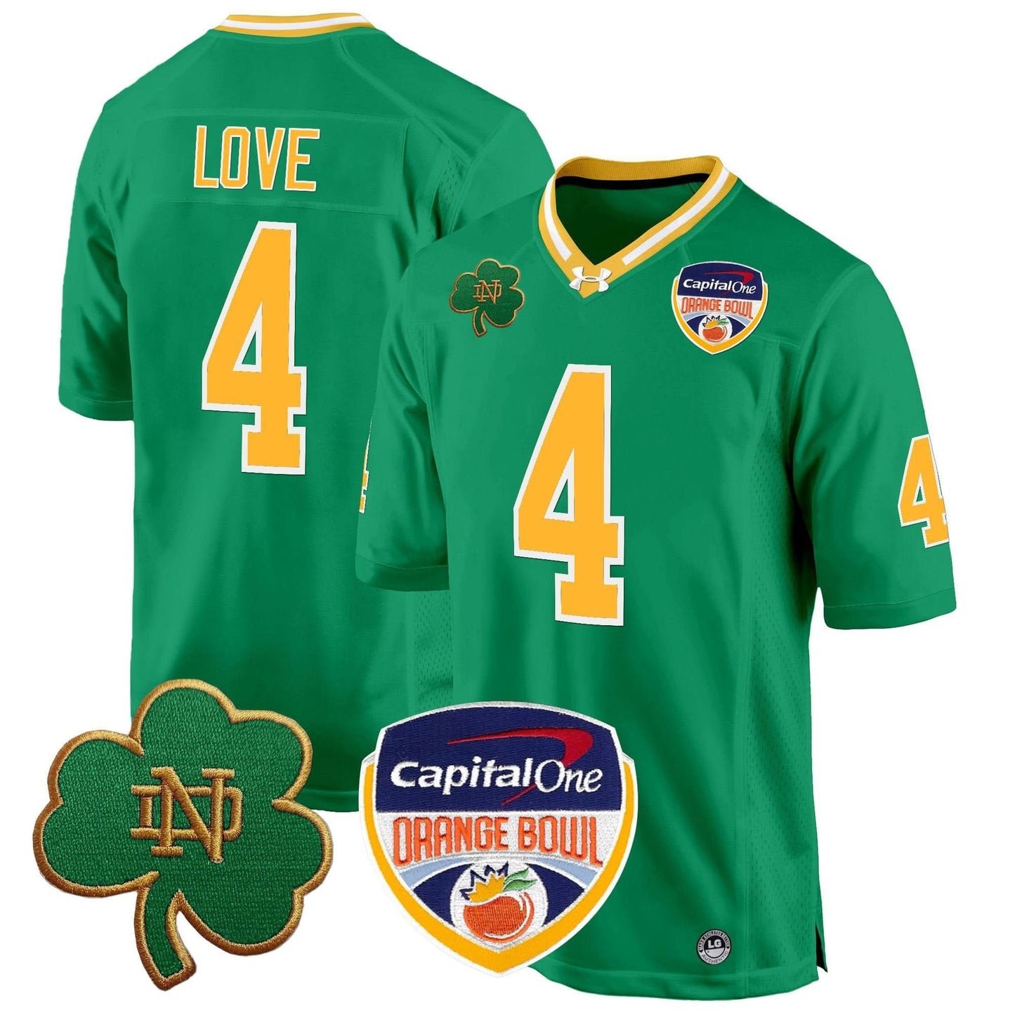 Notre Dame Fighting Irish 2024 Orange Bowl Patch Game Jersey - All Stitched