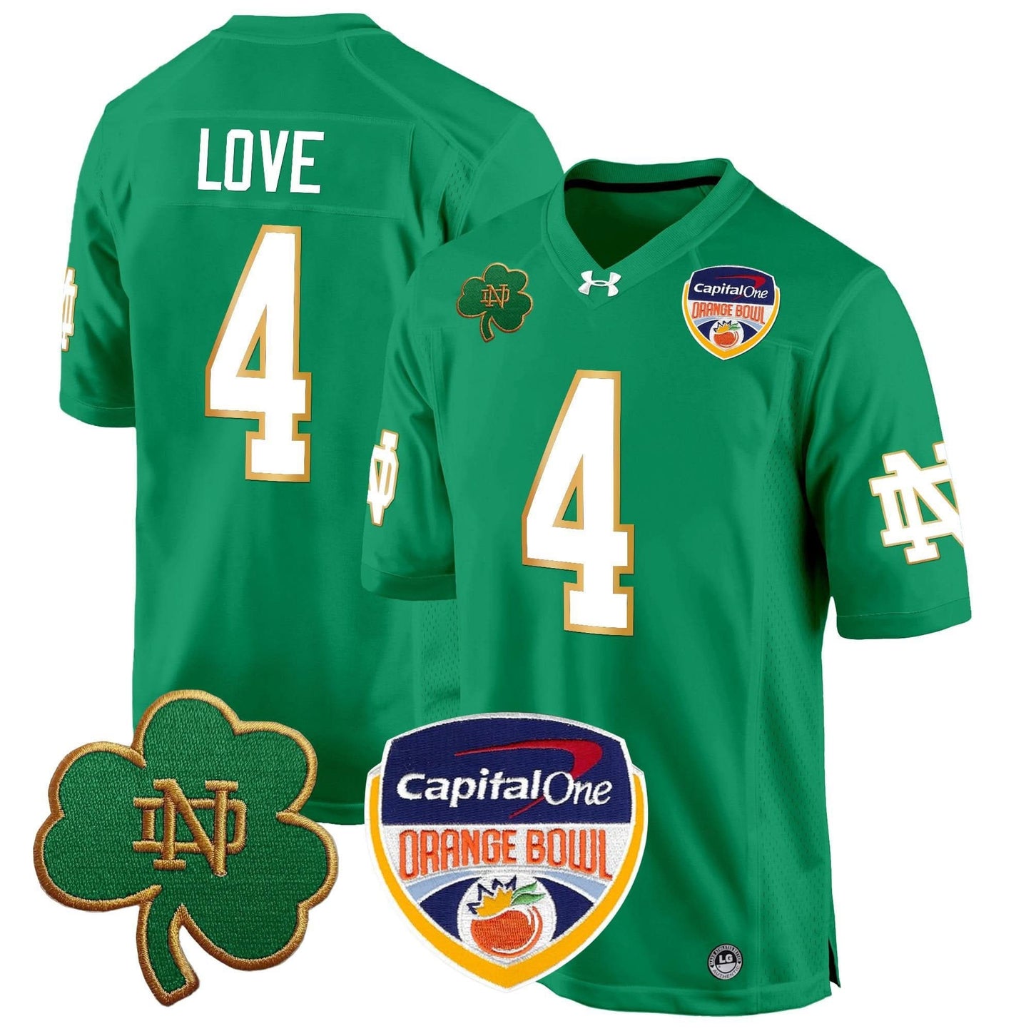 Notre Dame Fighting Irish 2024 Orange Bowl Patch Game Jersey - All Stitched
