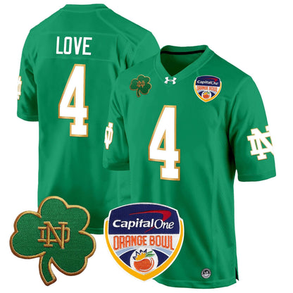 Notre Dame Fighting Irish 2024 Orange Bowl Patch Game Jersey - All Stitched