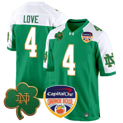 Notre Dame Fighting Irish 2024 Orange Bowl Patch Game Jersey - All Stitched