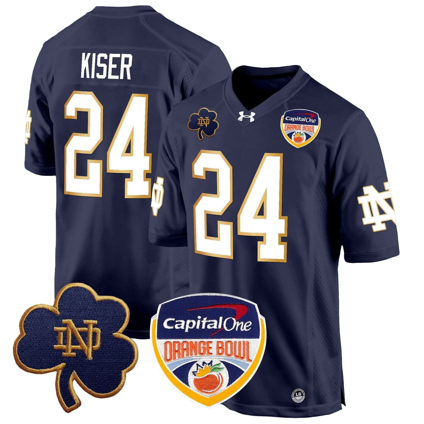 Notre Dame Fighting Irish 2024 Orange Bowl Patch Game Jersey - All Stitched
