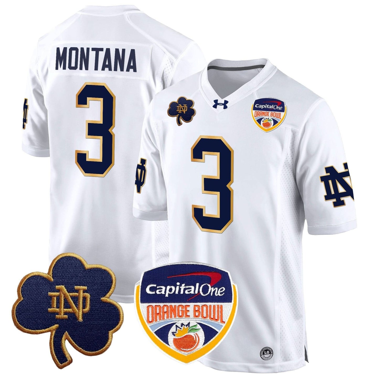 Notre Dame Fighting Irish 2024 Orange Bowl Patch Game Jersey - All Stitched