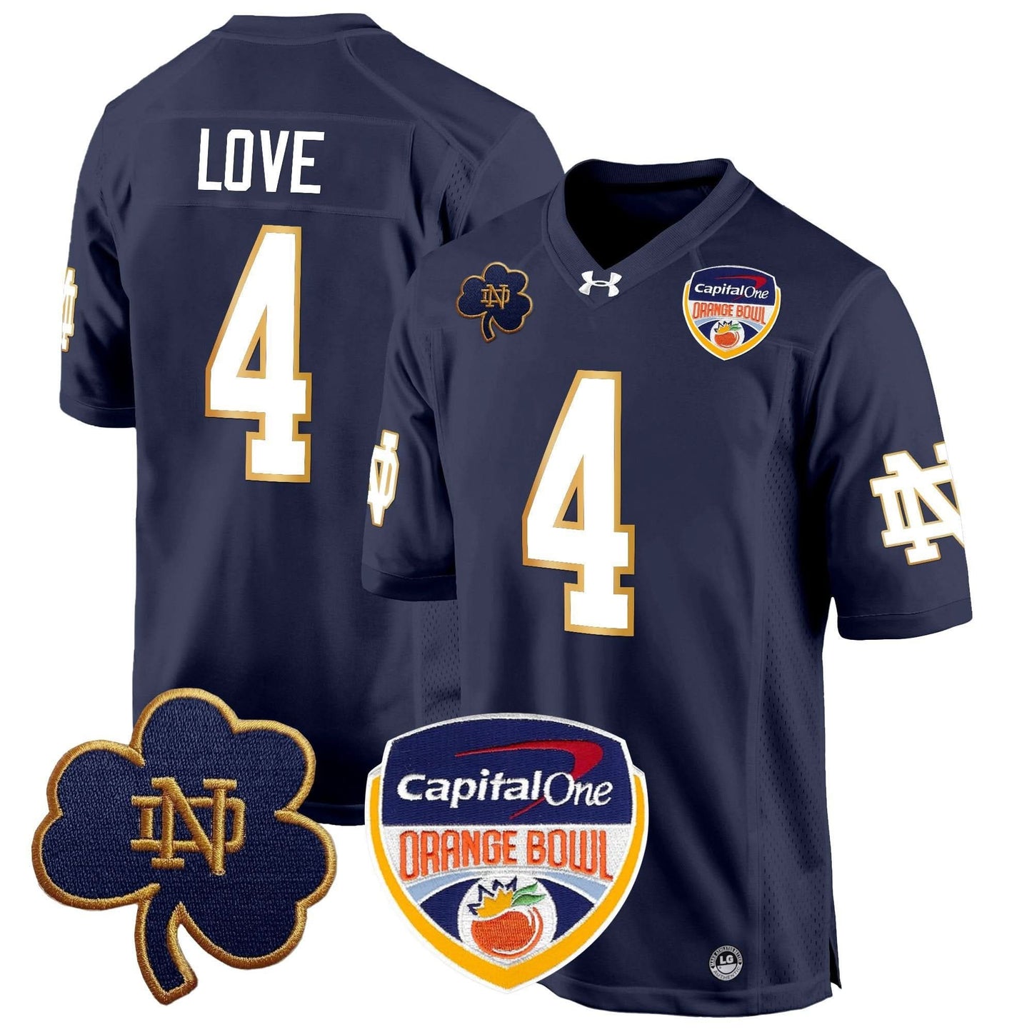Notre Dame Fighting Irish 2024 Orange Bowl Patch Game Jersey - All Stitched