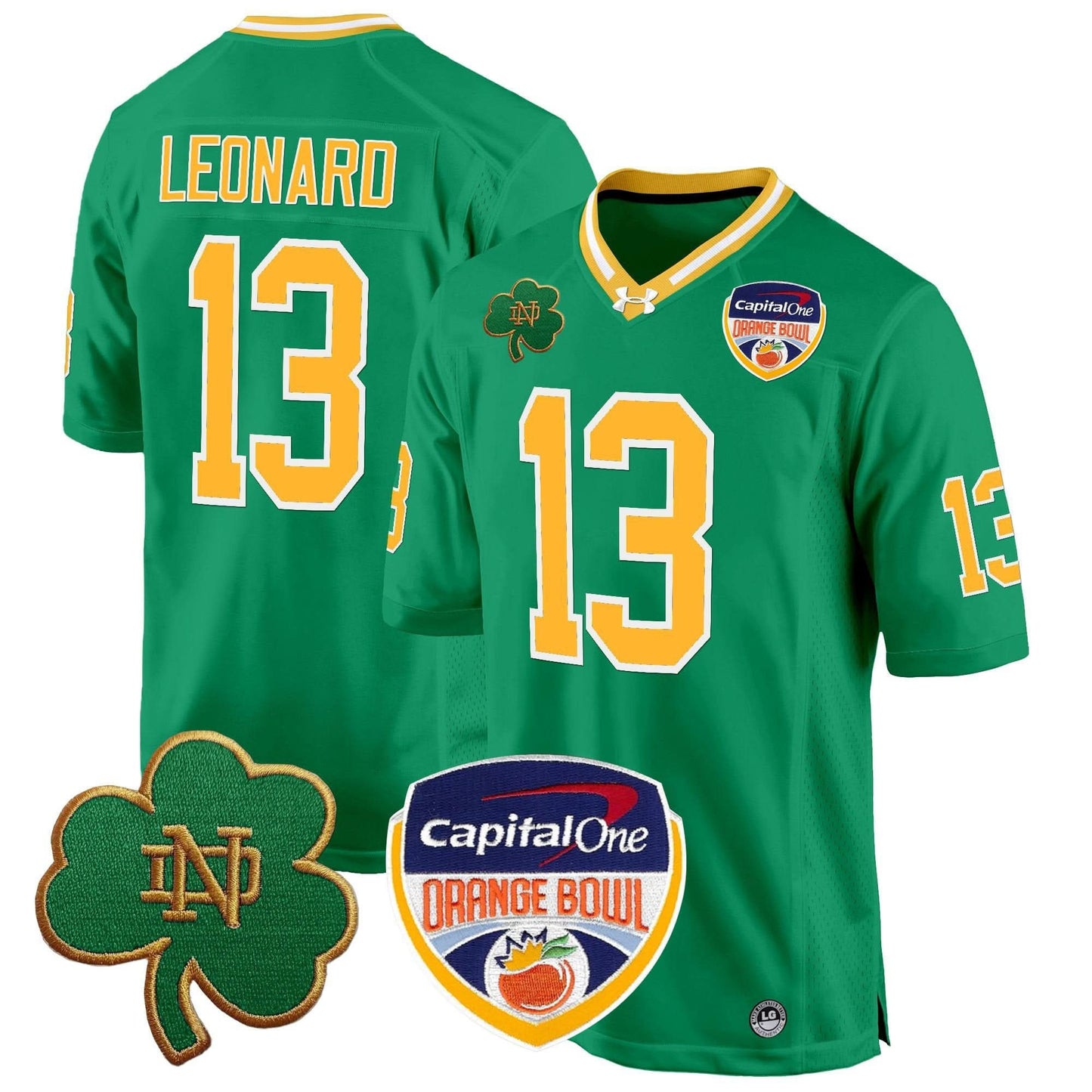 Notre Dame Fighting Irish 2024 Orange Bowl Patch Game Jersey - All Stitched