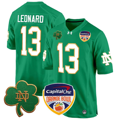 Notre Dame Fighting Irish 2024 Orange Bowl Patch Game Jersey - All Stitched