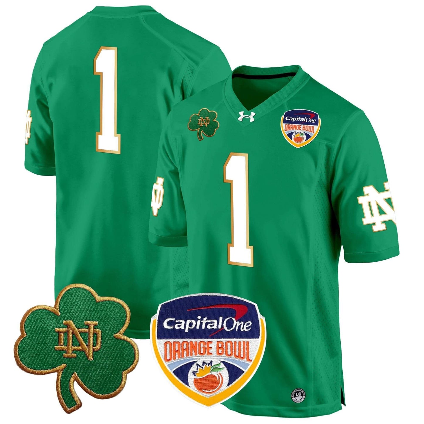Notre Dame Fighting Irish 2024 Orange Bowl Patch Game Jersey - All Stitched