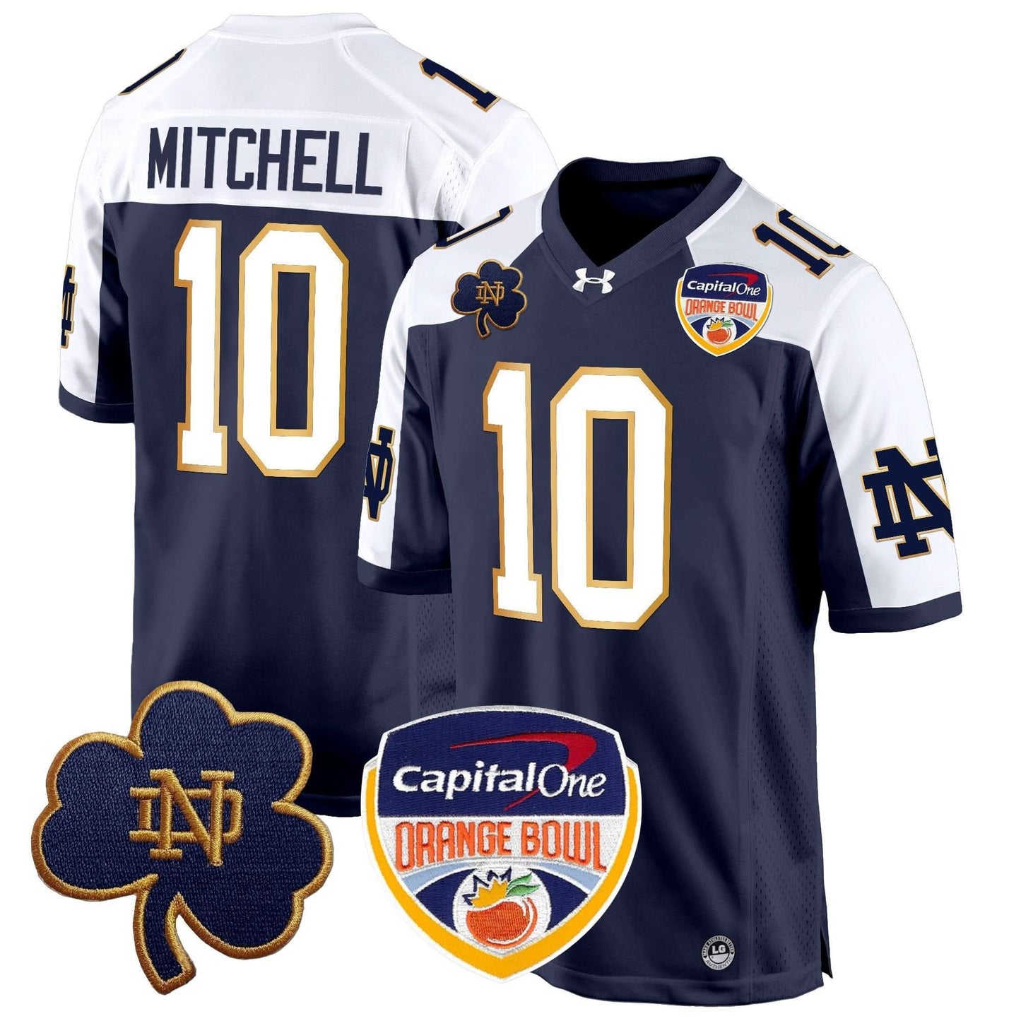 Notre Dame Fighting Irish 2024 Orange Bowl Patch Game Jersey - All Stitched