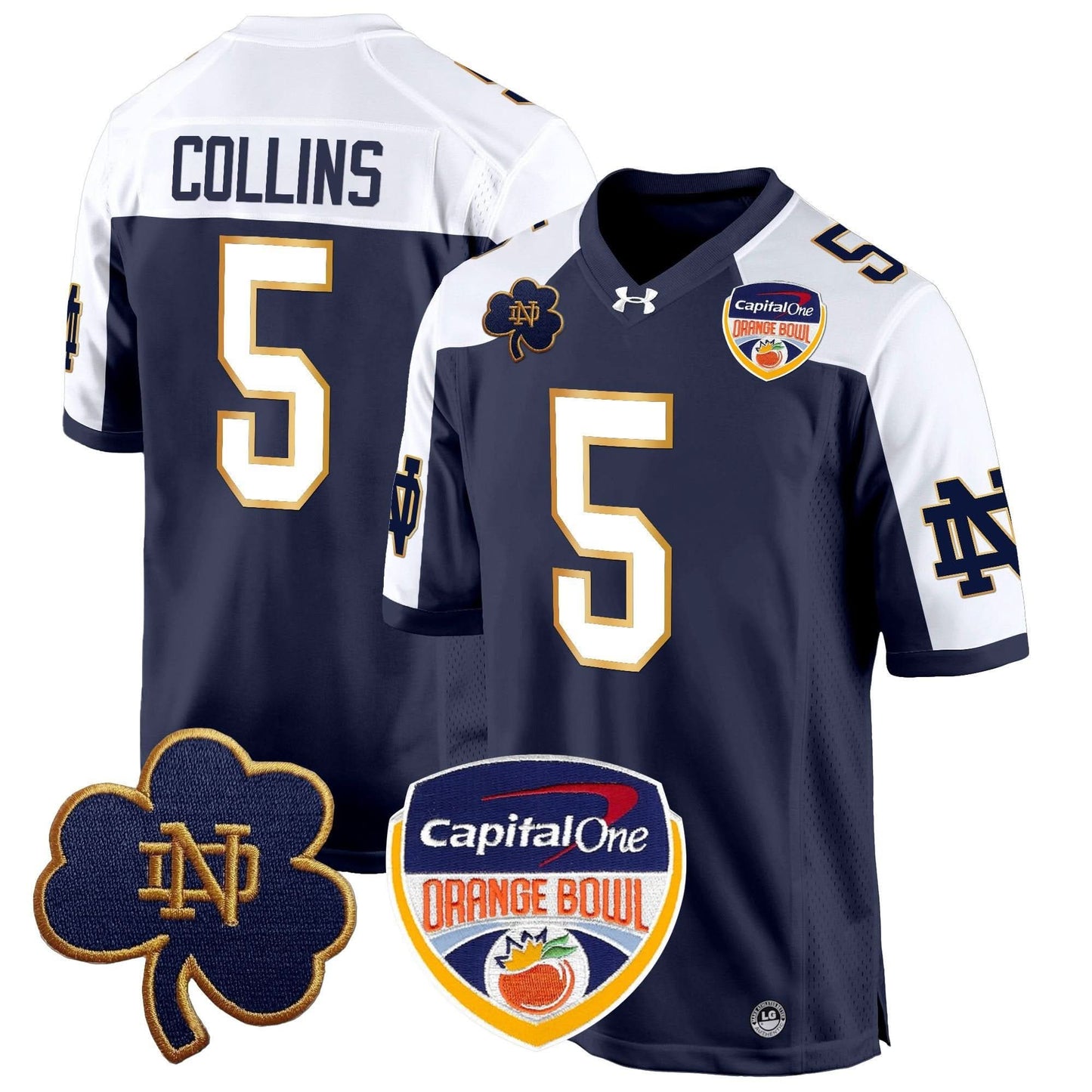 Notre Dame Fighting Irish 2024 Orange Bowl Patch Game Jersey - All Stitched
