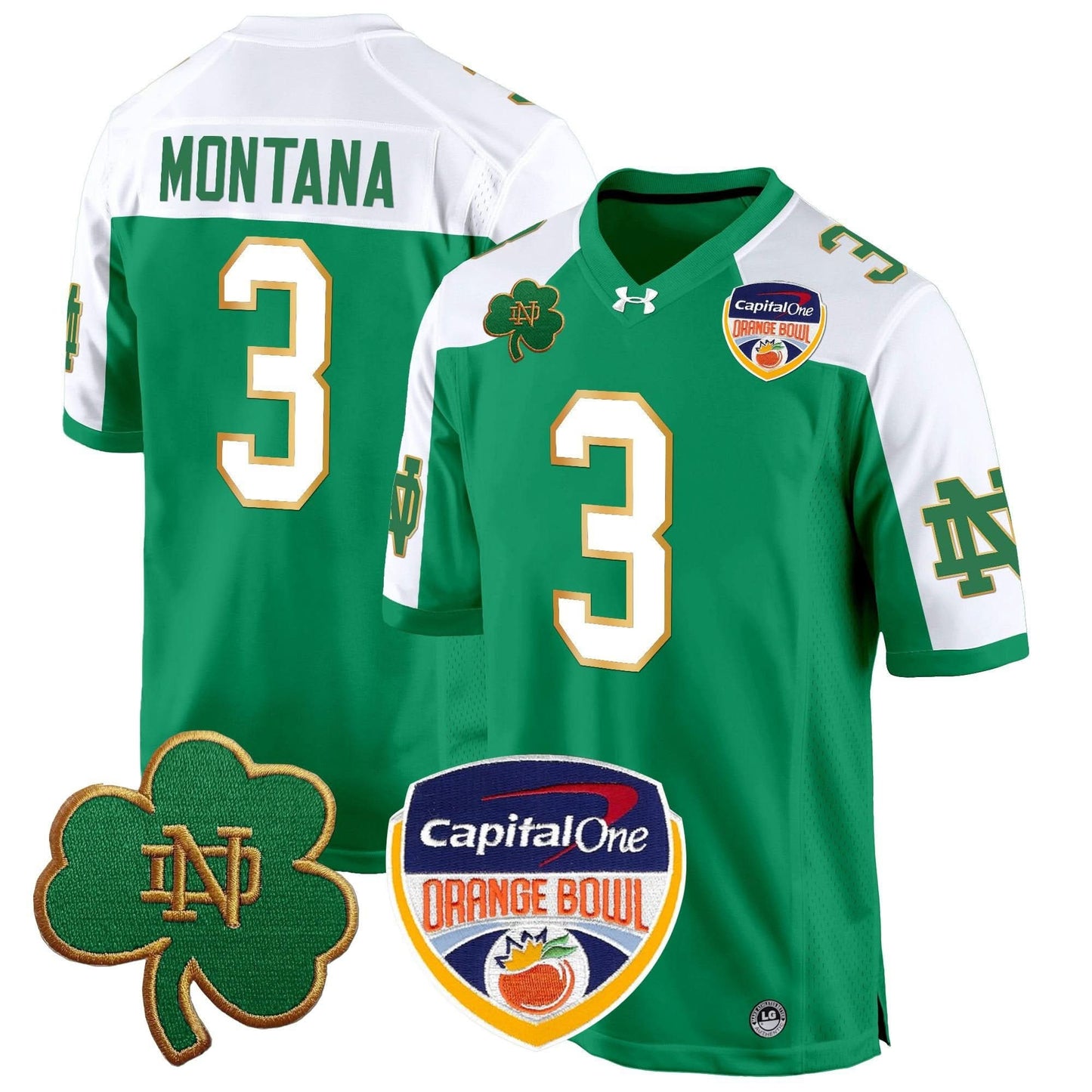 Notre Dame Fighting Irish 2024 Orange Bowl Patch Game Jersey - All Stitched