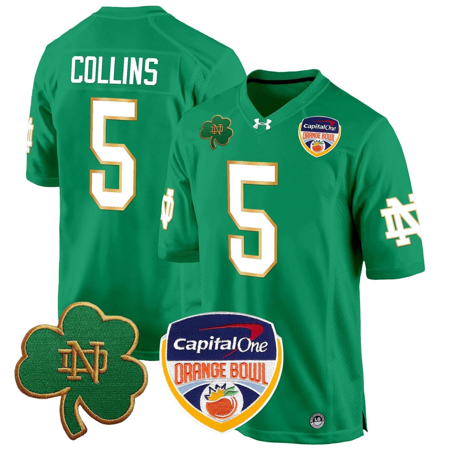 Notre Dame Fighting Irish 2024 Orange Bowl Patch Game Jersey - All Stitched