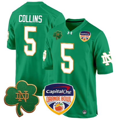 Notre Dame Fighting Irish 2024 Orange Bowl Patch Game Jersey - All Stitched