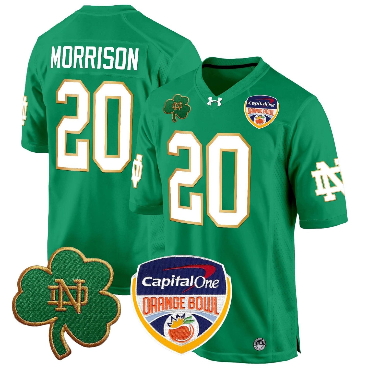 Notre Dame Fighting Irish 2024 Orange Bowl Patch Game Jersey - All Stitched