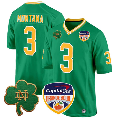 Notre Dame Fighting Irish 2024 Orange Bowl Patch Game Jersey - All Stitched