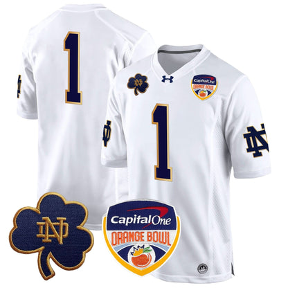 Notre Dame Fighting Irish 2024 Orange Bowl Patch Game Jersey - All Stitched
