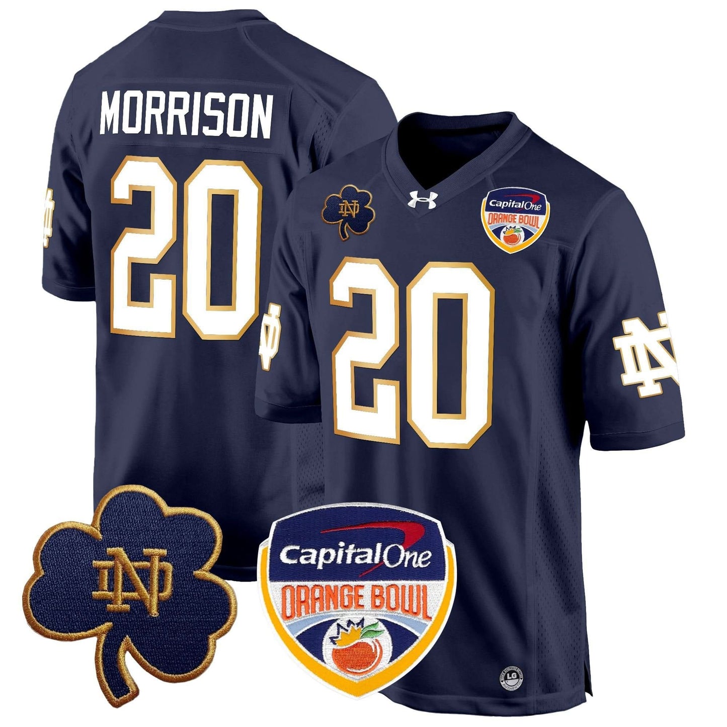 Notre Dame Fighting Irish 2024 Orange Bowl Patch Game Jersey - All Stitched