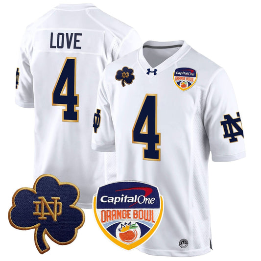 Notre Dame Fighting Irish 2024 Orange Bowl Patch Game Jersey - All Stitched