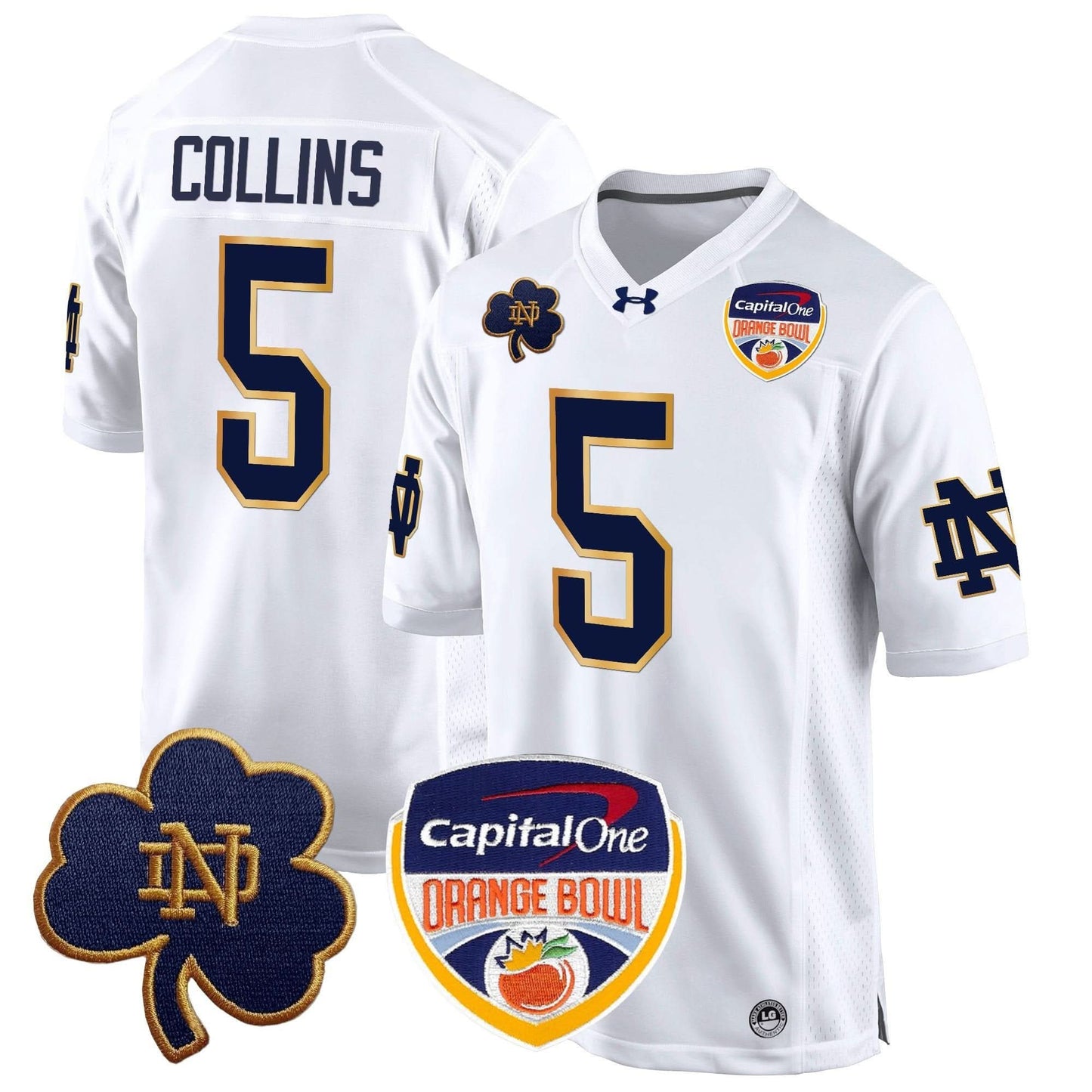 Notre Dame Fighting Irish 2024 Orange Bowl Patch Game Jersey - All Stitched