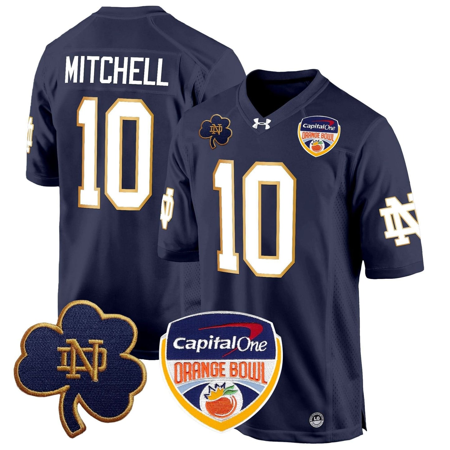 Notre Dame Fighting Irish 2024 Orange Bowl Patch Game Jersey - All Stitched