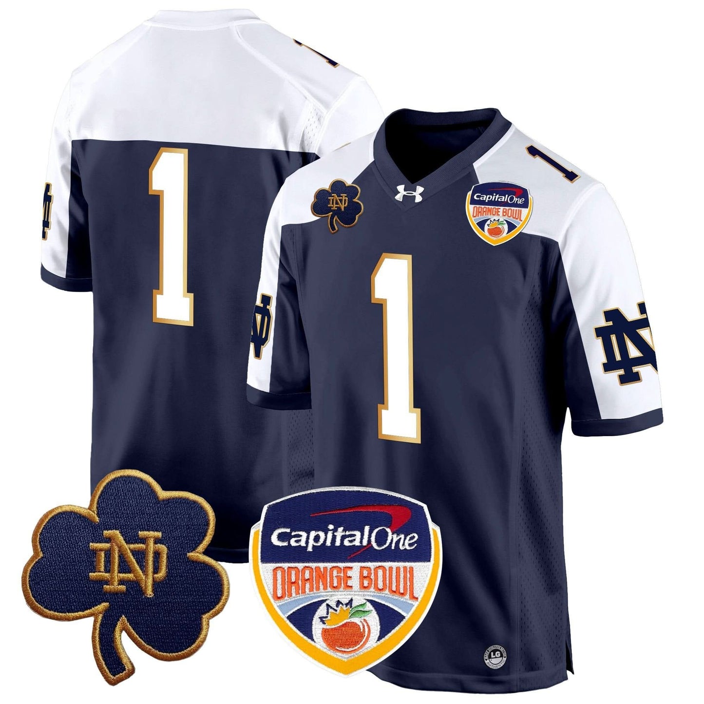 Notre Dame Fighting Irish 2024 Orange Bowl Patch Game Jersey - All Stitched