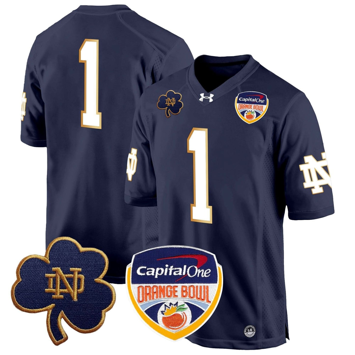 Notre Dame Fighting Irish 2024 Orange Bowl Patch Game Jersey - All Stitched