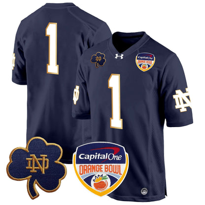 Notre Dame Fighting Irish 2024 Orange Bowl Patch Game Jersey - All Stitched