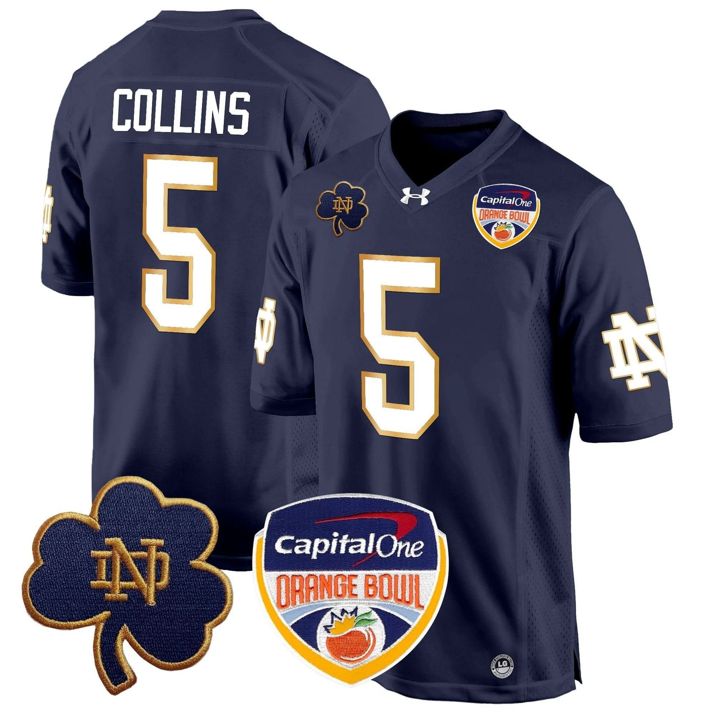 Notre Dame Fighting Irish 2024 Orange Bowl Patch Game Jersey - All Stitched
