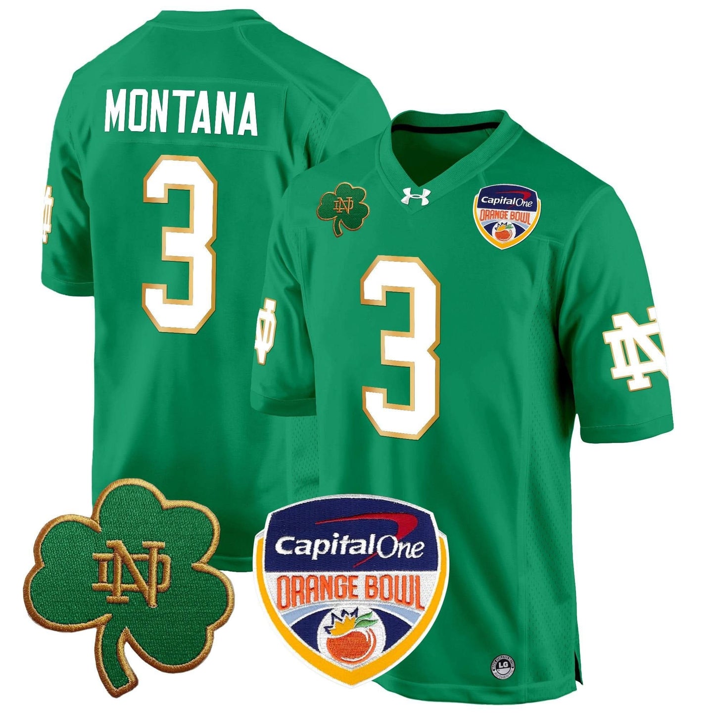 Notre Dame Fighting Irish 2024 Orange Bowl Patch Game Jersey - All Stitched