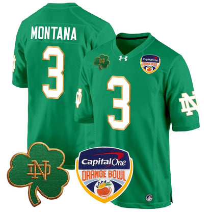 Notre Dame Fighting Irish 2024 Orange Bowl Patch Game Jersey - All Stitched